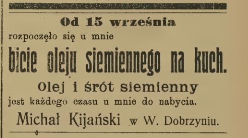 Dawne ogłoszenia z Chróścic i Dobrzenia