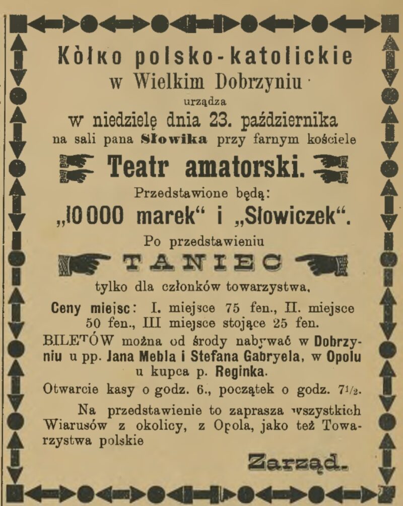 Dawne ogłoszenia z Chróścic i Dobrzenia