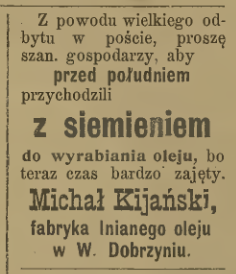 Dawne ogłoszenia z Chróścic i Dobrzenia
