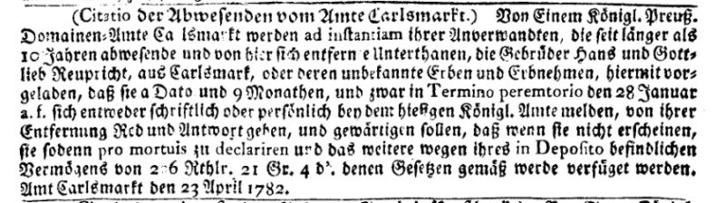 Uciekł ze "szlaku wołowego"? Karłowice -1783 r.