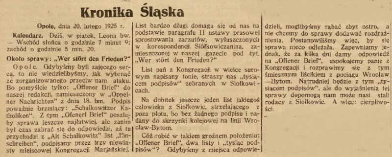 Niemieckie kazania. Rok 1925
