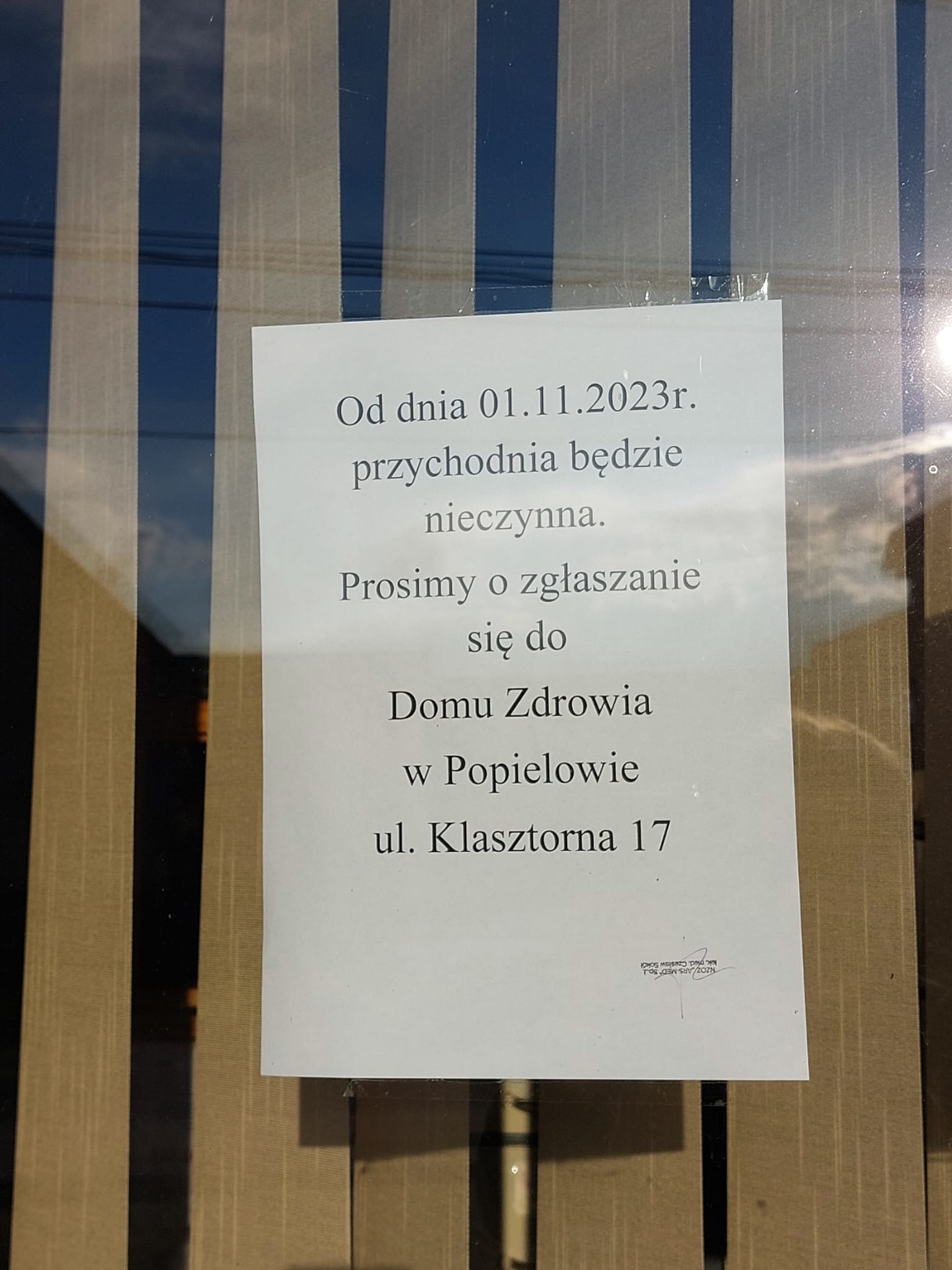 Od 01.11.2023 Ośrodek Zdrowia w Starych Siołkowicach będzie nieczynny!