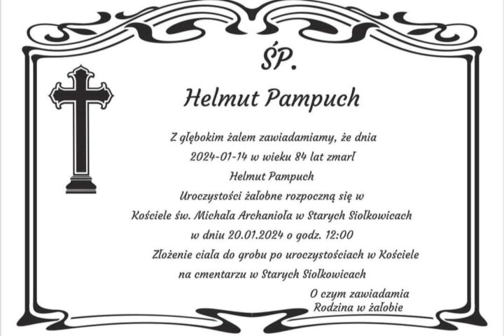 Pożegnanie z Helmutem Pampuchem - Wielkim Piłkarzem, Działaczem i Trenerem LKS START SIOŁKOWICE