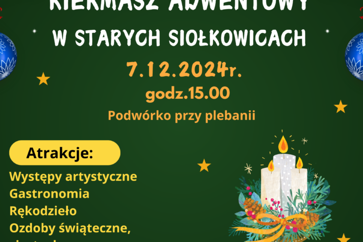 Zapraszamy na Kiermasz Adwentowy w Starych Siołkowicach