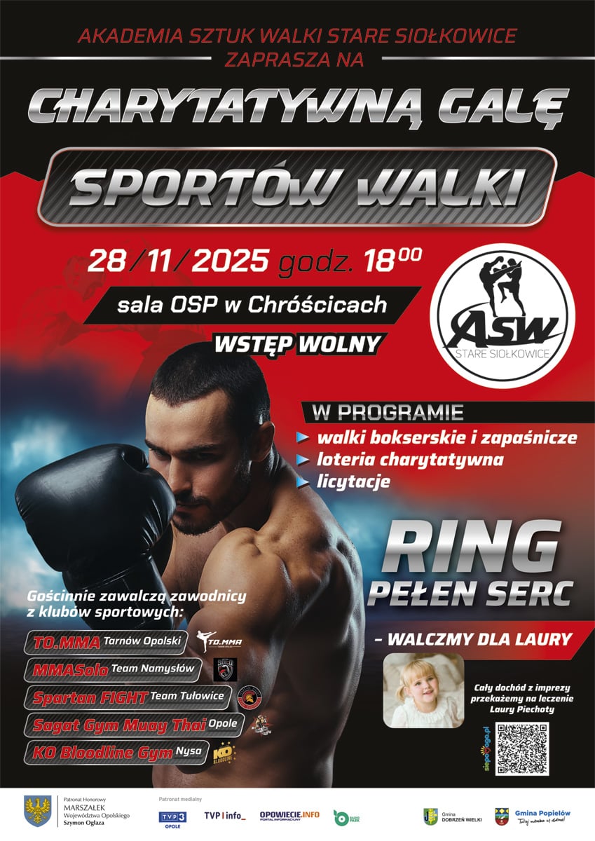 Akademia Sztuk Walki zaprasza na Charytatywną Galę Sportów Walki – Walczymy dla Laury!