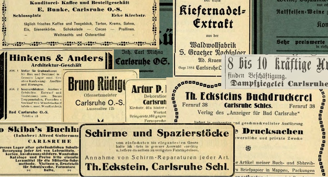 Dawne ogłoszenia z Carlsruhe